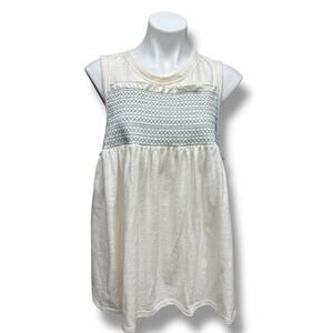 True Craft Tank Top Womens 1X Boho Coastal Smocked Breathable Keyhole NEW $48